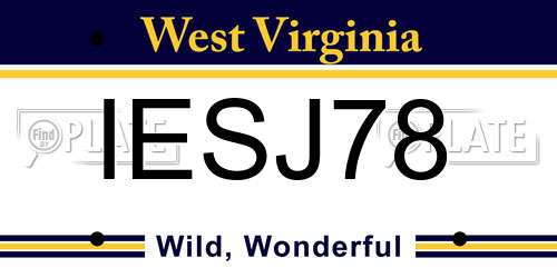 IESJ78 West Virginia License Plate
