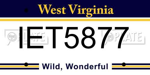 IET5877 West Virginia License Plate