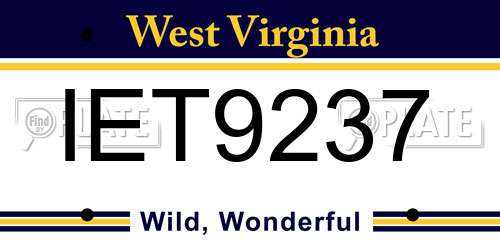 IET9237 West Virginia License Plate