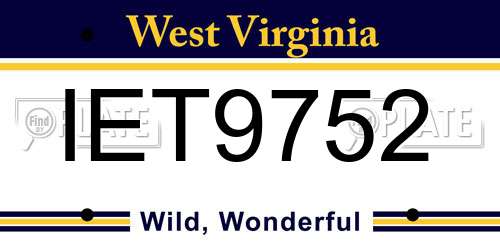 IET9752 West Virginia License Plate