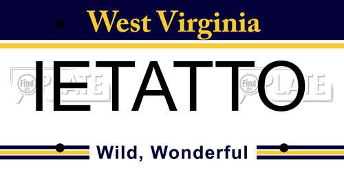 IETATTO West Virginia License Plate