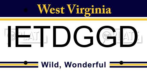 IETDGGD West Virginia License Plate