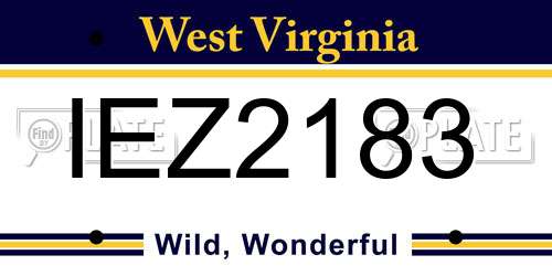 IEZ2183 West Virginia License Plate