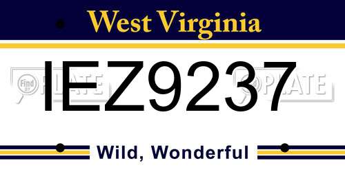 IEZ9237 West Virginia License Plate