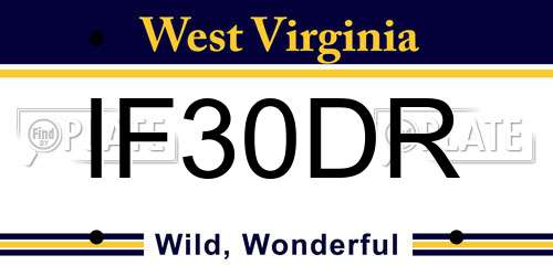 IF30DR West Virginia License Plate
