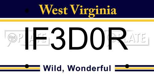 IF3D0R West Virginia License Plate