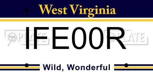 IFE00R West Virginia License Plate