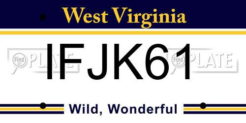 IFJK61 West Virginia License Plate