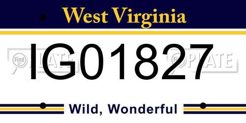 IG01827 West Virginia License Plate