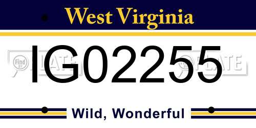 IG02255 West Virginia License Plate