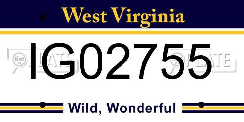 IG02755 West Virginia License Plate