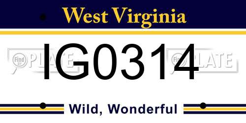 IG0314 West Virginia License Plate