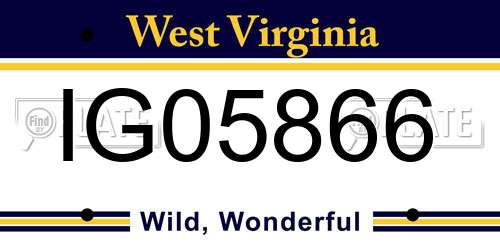 IG05866 West Virginia License Plate