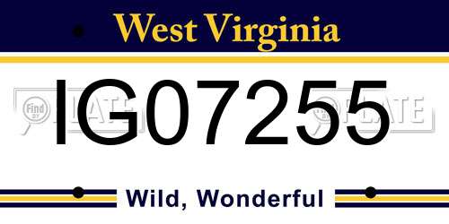 IG07255 West Virginia License Plate