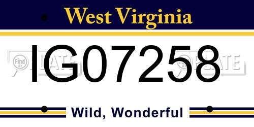 IG07258 West Virginia License Plate