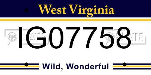 IG07758 West Virginia License Plate