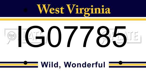IG07785 West Virginia License Plate