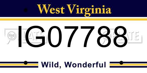 IG07788 West Virginia License Plate