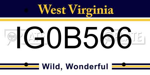 IG0B566 West Virginia License Plate