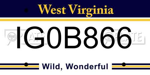 IG0B866 West Virginia License Plate