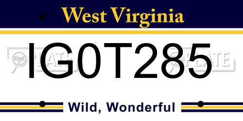 IG0T285 West Virginia License Plate