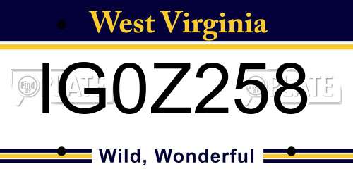 IG0Z258 West Virginia License Plate