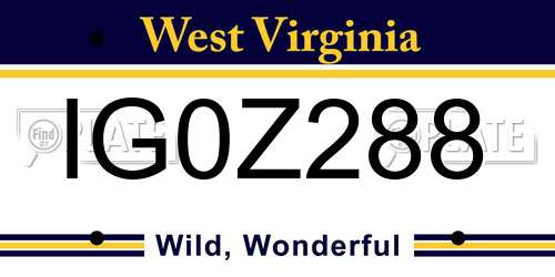 IG0Z288 West Virginia License Plate