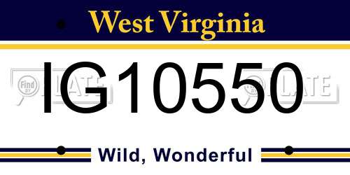 IG10550 West Virginia License Plate