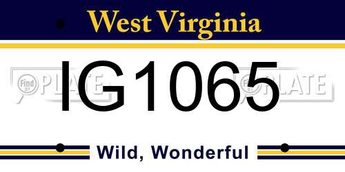 IG1065 West Virginia License Plate
