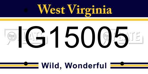 IG15005 West Virginia License Plate