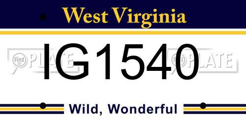 IG1540 West Virginia License Plate
