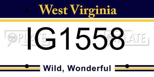 IG1558 West Virginia License Plate