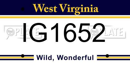 IG1652 West Virginia License Plate