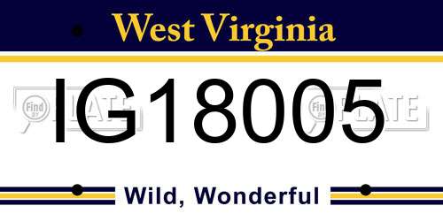 IG18005 West Virginia License Plate