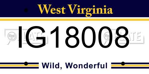 IG18008 West Virginia License Plate