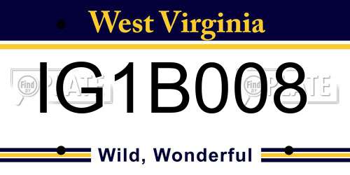 IG1B008 West Virginia License Plate
