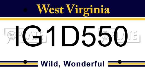 IG1D550 West Virginia License Plate