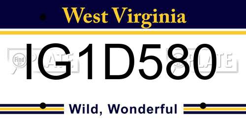 IG1D580 West Virginia License Plate