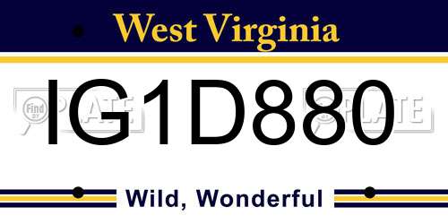 IG1D880 West Virginia License Plate