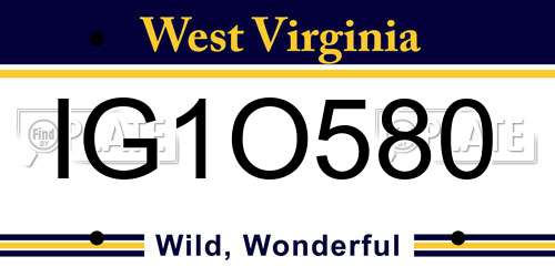 IG1O580 West Virginia License Plate