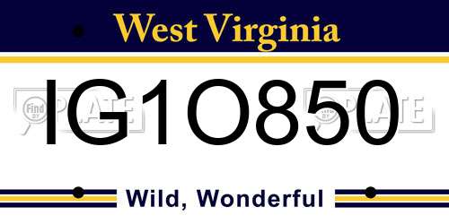 IG1O850 West Virginia License Plate