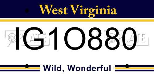 IG1O880 West Virginia License Plate