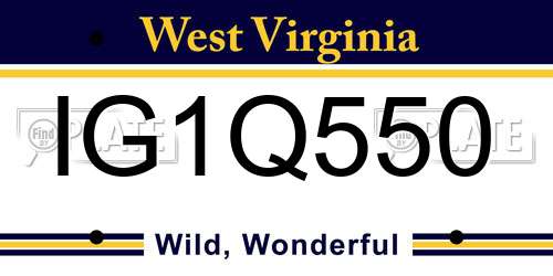 IG1Q550 West Virginia License Plate