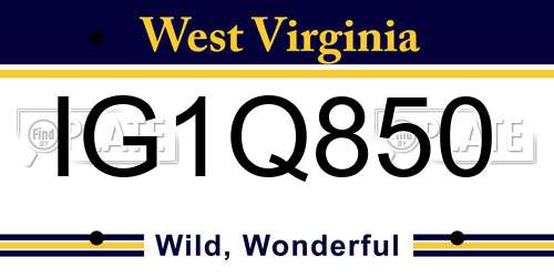 IG1Q850 West Virginia License Plate