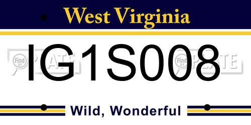 IG1S008 West Virginia License Plate