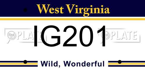 IG201 West Virginia License Plate