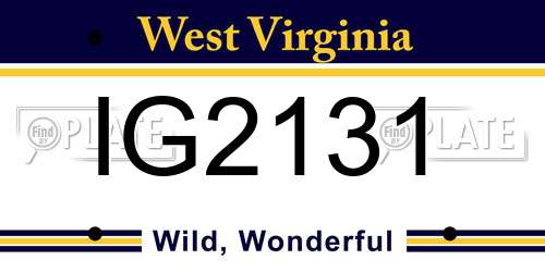 IG2131 West Virginia License Plate