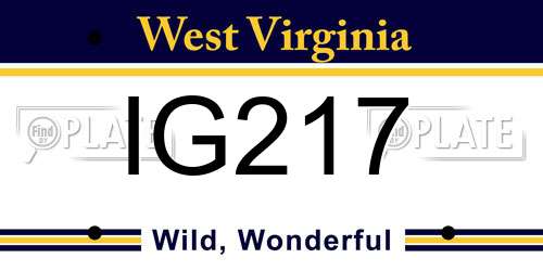 IG217 West Virginia License Plate