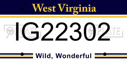 IG22302 West Virginia License Plate