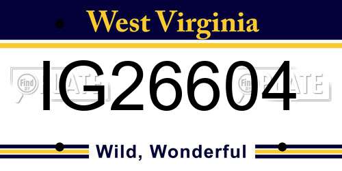 IG26604 West Virginia License Plate
